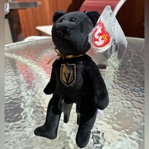 Black TY LVGK Beanie Bear with Gold TEAM Logo (8”)